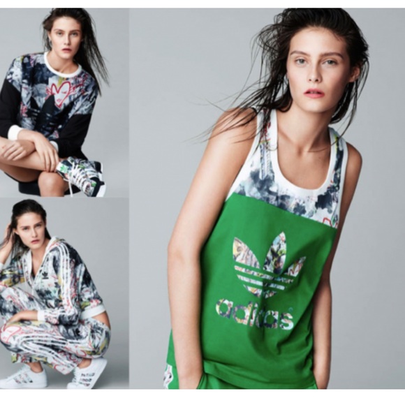 adidas x Topshop ✨Venice✨ green graffiti tank top✨ Size Medium ✨ Rare✨ Collector - Picture 2 of 14